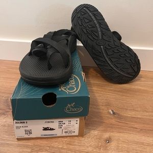 Chaco ZCloud 2 Solid Black Noir Mens Sandals Size 12 NWT
